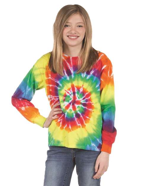 Youth Multi-Color Spiral Tie-Dyed Long Sleeve