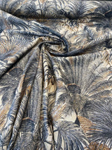 Monteverde Noche Cotton Fabric - Gray, Tropical Pattern, 54" Width (By The Yard)