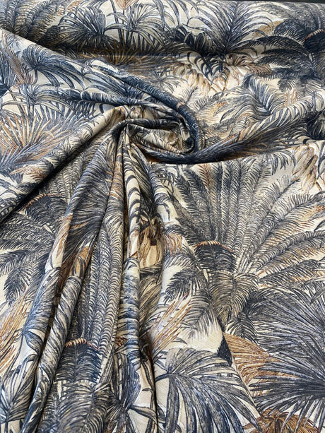 Monteverde Noche Cotton Fabric - Gray, Tropical Pattern, 54" Width (By The Yard)