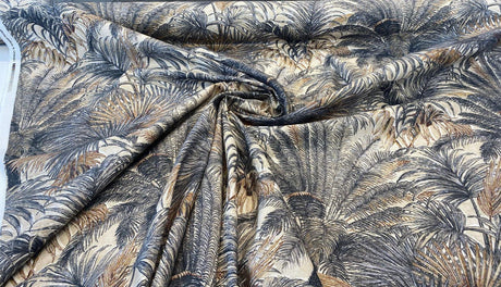 Monteverde Noche Cotton Fabric - Gray, Tropical Pattern, 54" Width (By The Yard)
