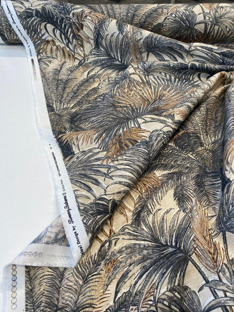 Monteverde Noche Cotton Fabric - Gray, Tropical Pattern, 54" Width (By The Yard)