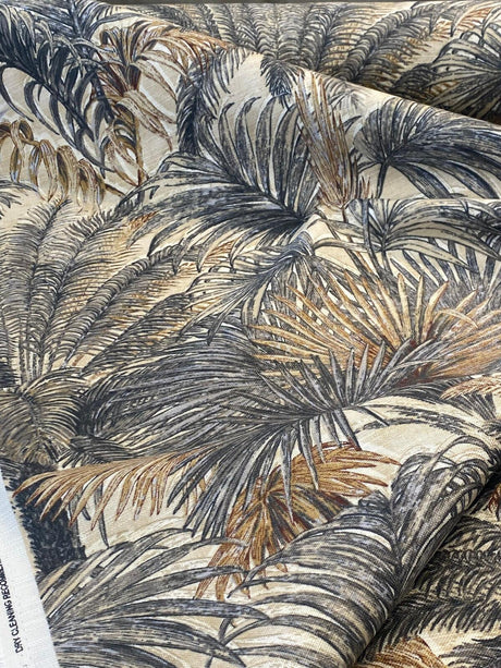 Monteverde Noche Cotton Fabric - Gray, Tropical Pattern, 54" Width (By The Yard)