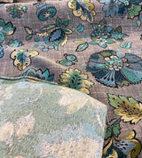 Triumph Jacobean Polyester Fabric - Blue Green Jacobean Floral, 58" Width (1 Yard)