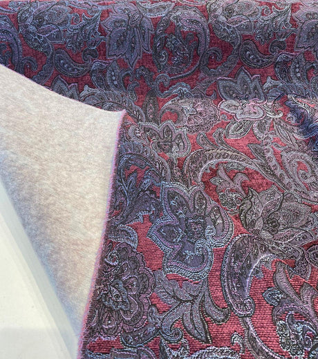 Plum Purple Paisley Chenille Fabric - Purple Paisley Pattern, 58" Width (1 Yard)