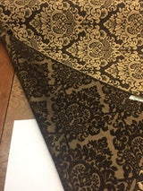 Cleopatra Chenille Upholstery Damask Fabric - Dark Brown/Gold, 56" Width, 10" Vertical Repeat, 15" Horizontal Repeat (1 Yard)