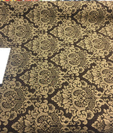 Cleopatra Chenille Upholstery Damask Fabric - Dark Brown/Gold, 56" Width, 10" Vertical Repeat, 15" Horizontal Repeat (1 Yard)