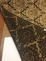 Cleopatra Chenille Upholstery Damask Fabric - Dark Brown/Gold, 56" Width, 10" Vertical Repeat, 15" Horizontal Repeat (1 Yard)