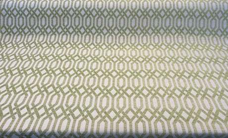 Naxos Chenille Fabric - Green Ivory Geometric, 59" Width (By The Yard)