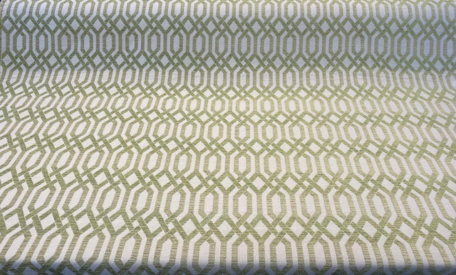 Naxos Chenille Fabric - Green Ivory Geometric, 59" Width (By The Yard)