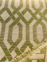 Naxos Chenille Fabric - Green Ivory Geometric, 59" Width (By The Yard)