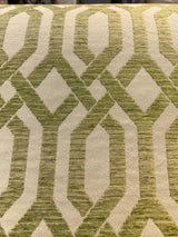 Naxos Chenille Fabric - Green Ivory Geometric, 59" Width (By The Yard)