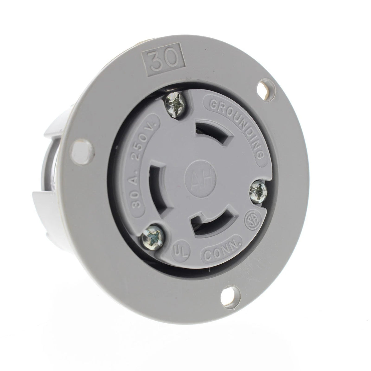 Arrow Hart 6346 Gray Twist Turn Locking Flanged Outlet NEMA L6-30R 30A 250V 2P 3W