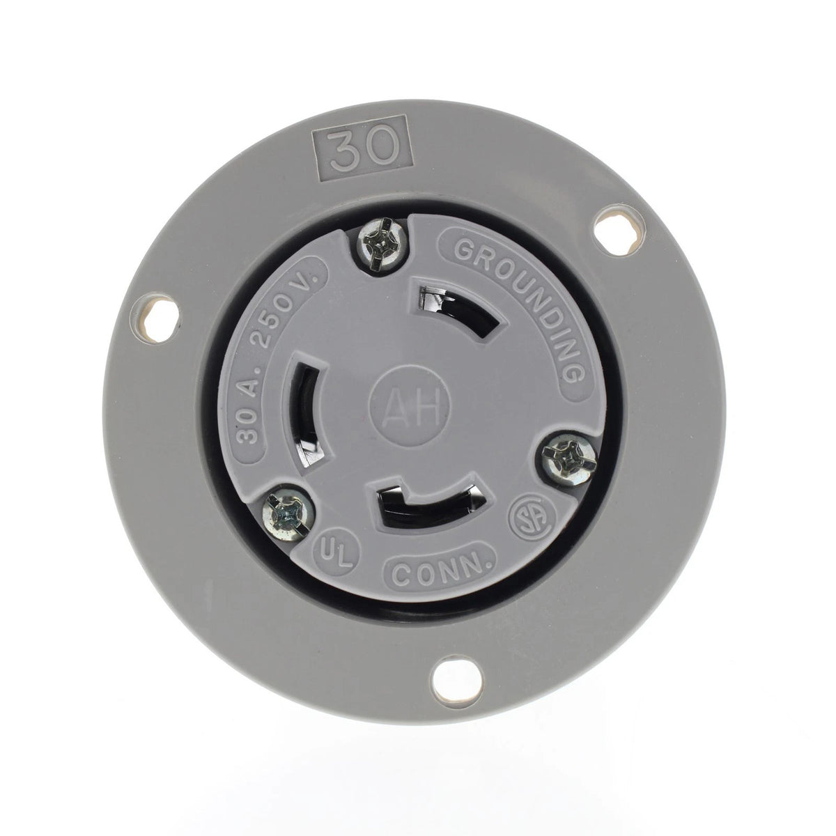 Arrow Hart 6346 Gray Twist Turn Locking Flanged Outlet NEMA L6-30R 30A 250V 2P 3W