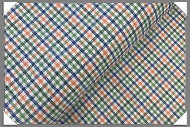 Green Blue Orange Check Cotton Fabric - Check Pattern, 58/60" Width (1 Yard)
