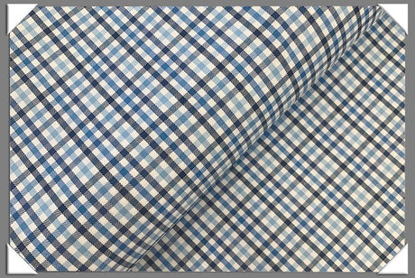 Blue Check Shirting Cotton Fabric - Blue Check, 58/60" Width (1 Yard)