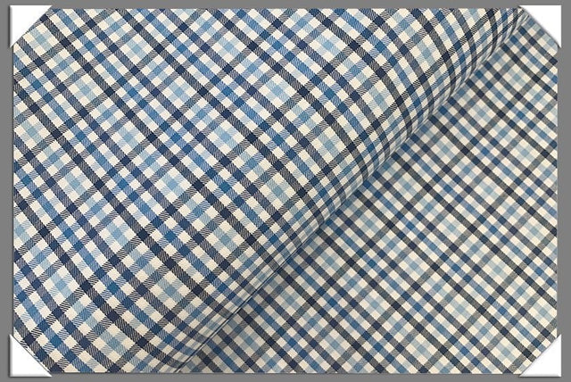 Blue Check Shirting Cotton Fabric - Blue Check, 58/60" Width (1 Yard)