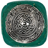 Hunter Green and Silver Foiled 2-Hole Coconut Button - 110L/70mm