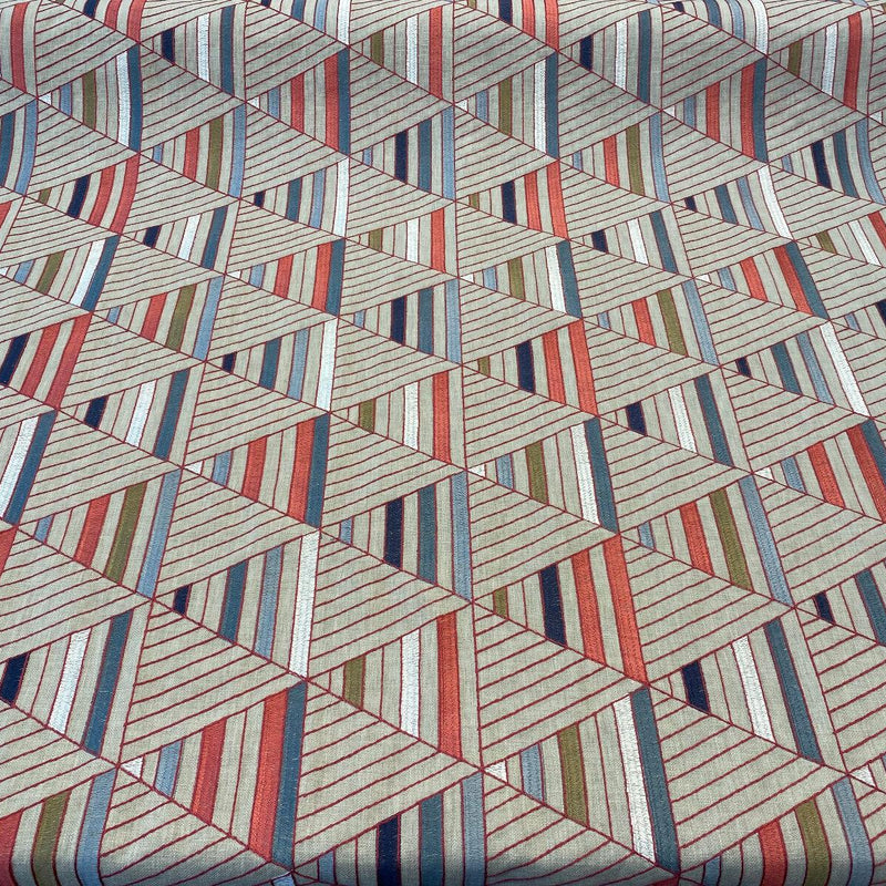Waverly Flagship American Contemporary Embroidered Fabric - American Flag Inspired Contemporary Geometric, 55" Width (1 Yard)