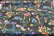 Tabita Noir Cotton Fabric - Birds, Butterflies, Green Palm Branches On Noir Black Background, 54" Width, 27" Vertical Repeat (1 Yard)