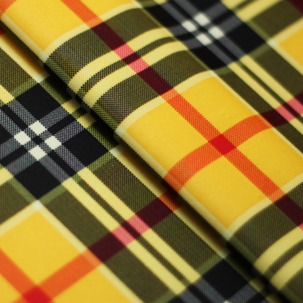 Modern Plaid Polyester Spandex Fabric - Multicolor Tartan Plaid Print, 58/60" Width, 240 GSM (1 Yard)