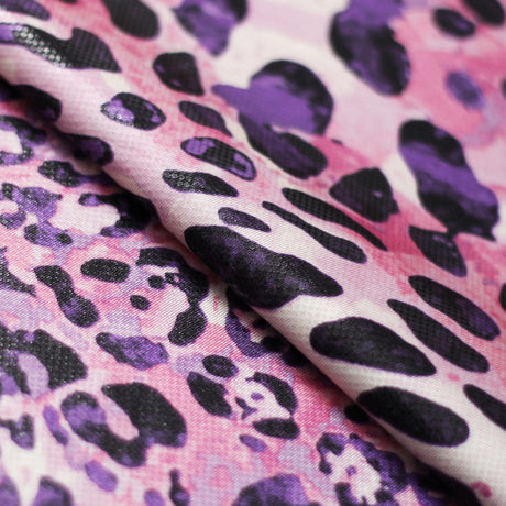 Feline Deco Polyester Spandex Fabric - Leopard Print, Pink/Orange/Turquoise, 58/60" Width (1 Yard)