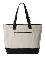 Q-Tees 19L Zippered Cotton Canvas Tote