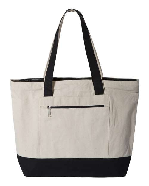Q-Tees 19L Zippered Cotton Canvas Tote