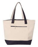 Q-Tees 19L Zippered Cotton Canvas Tote