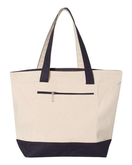 Q-Tees 19L Zippered Cotton Canvas Tote