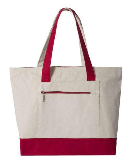 Q-Tees 19L Zippered Cotton Canvas Tote