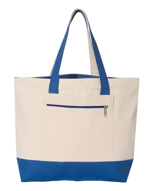 Q-Tees 19L Zippered Cotton Canvas Tote