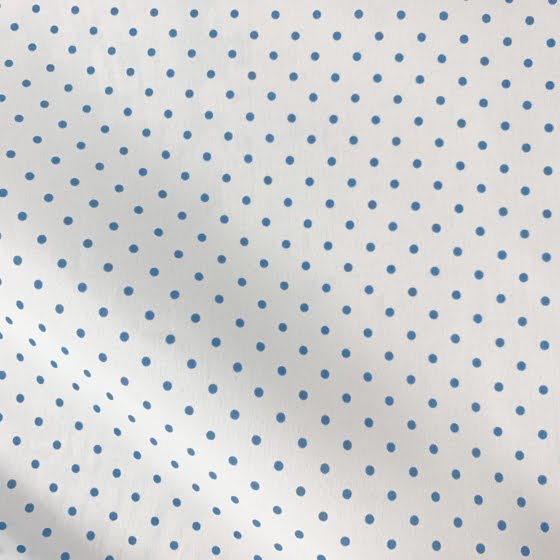 White Blue Polka Dot Rayon Fabric - White/Blue Polka Dot, 58/60" Width (1 Yard)