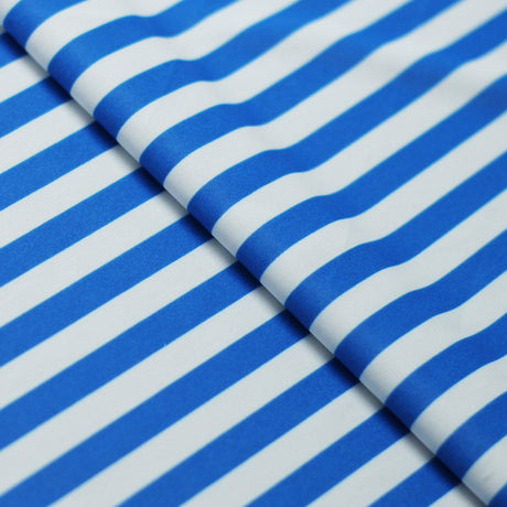 Classic Tricot Stripes Polyester Spandex Fabric - Wide Stripe Print, Black/White, Navy/White, Red/White, Turquoise/White, 58/60" Width (1 Yard)