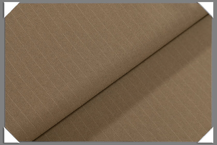 Tan Vegan 1/4" Stripe Polyester Fabric - Tan Stripe, 60" Width (1 Yard)