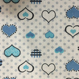 Polka Dot Heart Printed Poly Cotton Fabric - Polka Dot Heart Print, Pink, 59" Width (1 Yard)