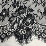 3 Yards Chantilly Embroidered Lace Fabric with Eyelash Scallop