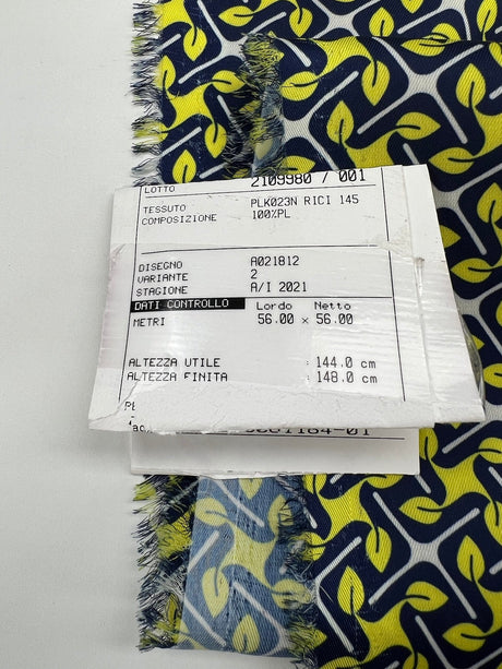 Polyester Geometric Print Fabric in Yellow and Blue