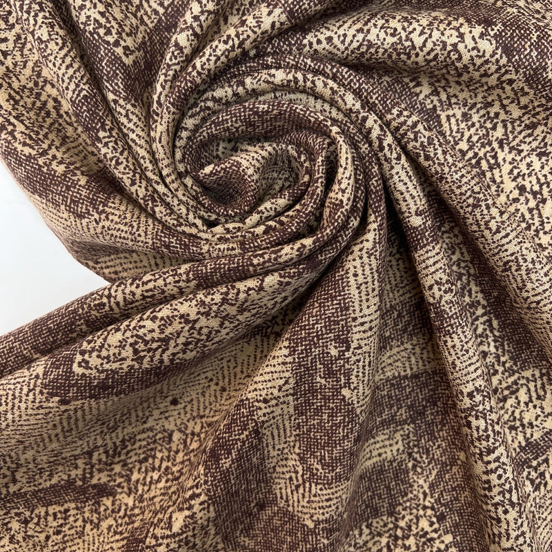 Printed Wool Fabric Brown Beige