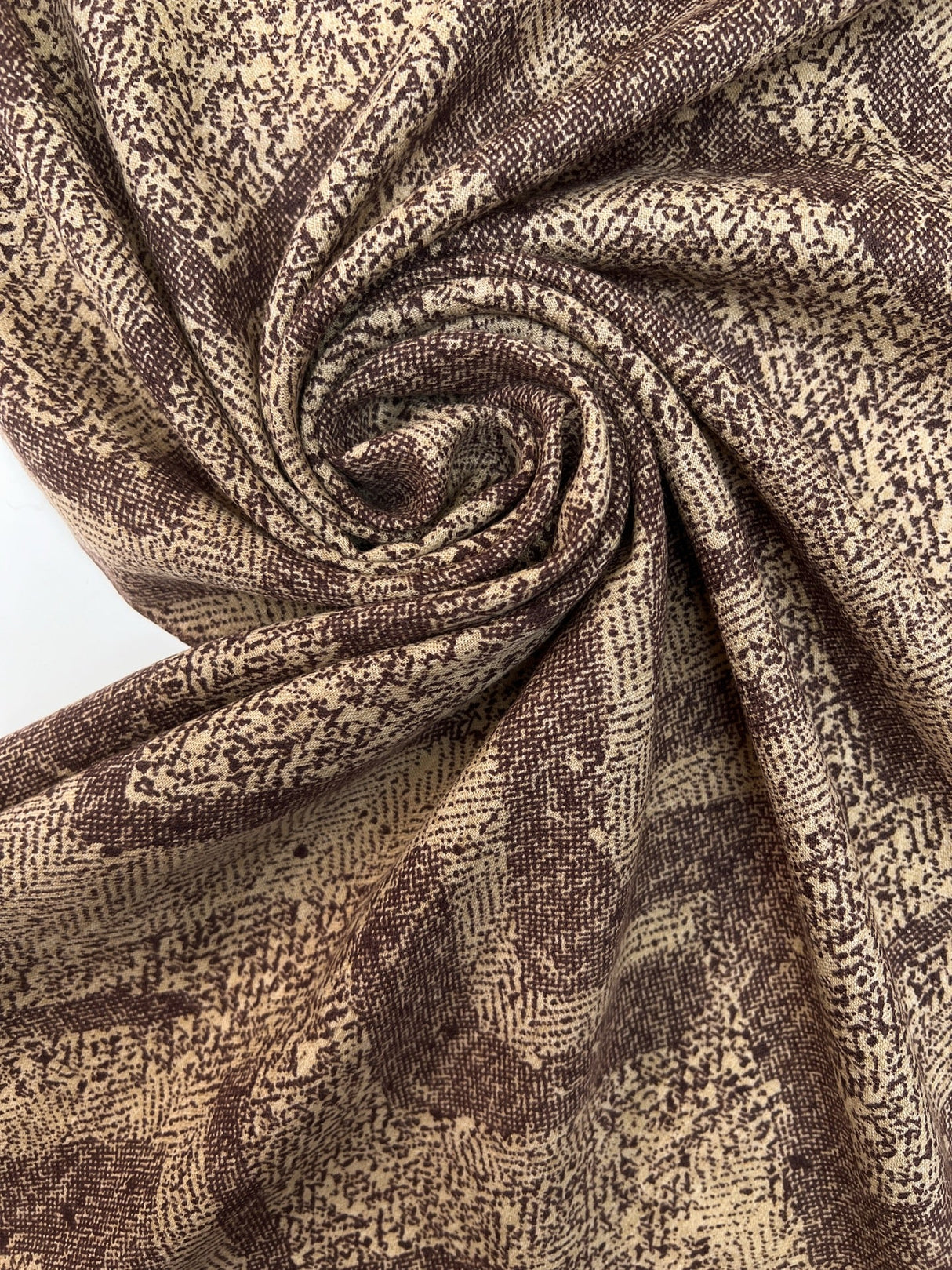 Printed Wool Fabric Brown Beige