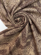 Printed Wool Fabric Brown Beige