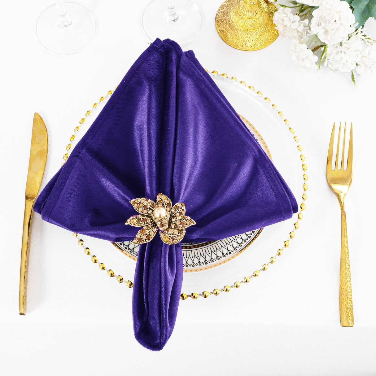Velvet Cloth Dinner Napkins 20x20 Regency Purple
