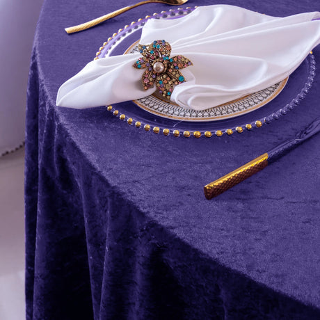 Square Crushed Velvet Tablecloth Overlay 85x85 Regency Purple