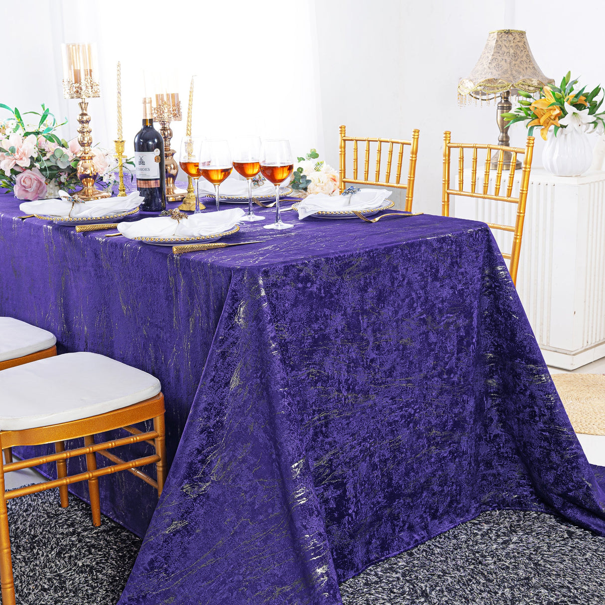 Velvet Rectangular Tablecloth 90x156 Regency Purple