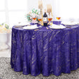 Round Velvet Tablecloth 120" Gilded Marble Regency Purple