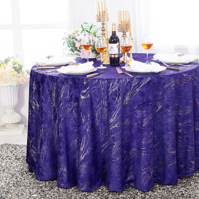 Round Velvet Tablecloth 132" Regency Purple