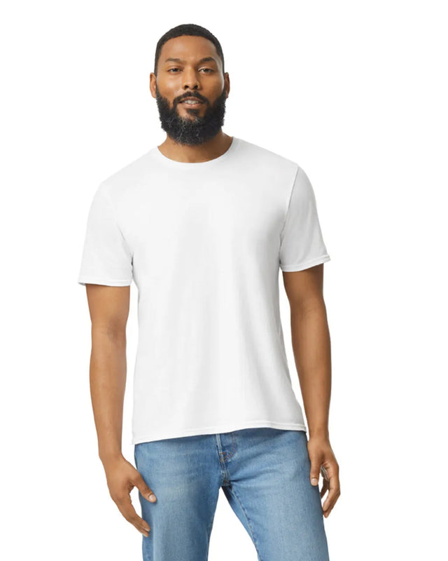 Gildan 64000 Softstyle Cotton Fabric - White, Modern Classic Fit, Short Sleeve T-Shirt (1 Piece)