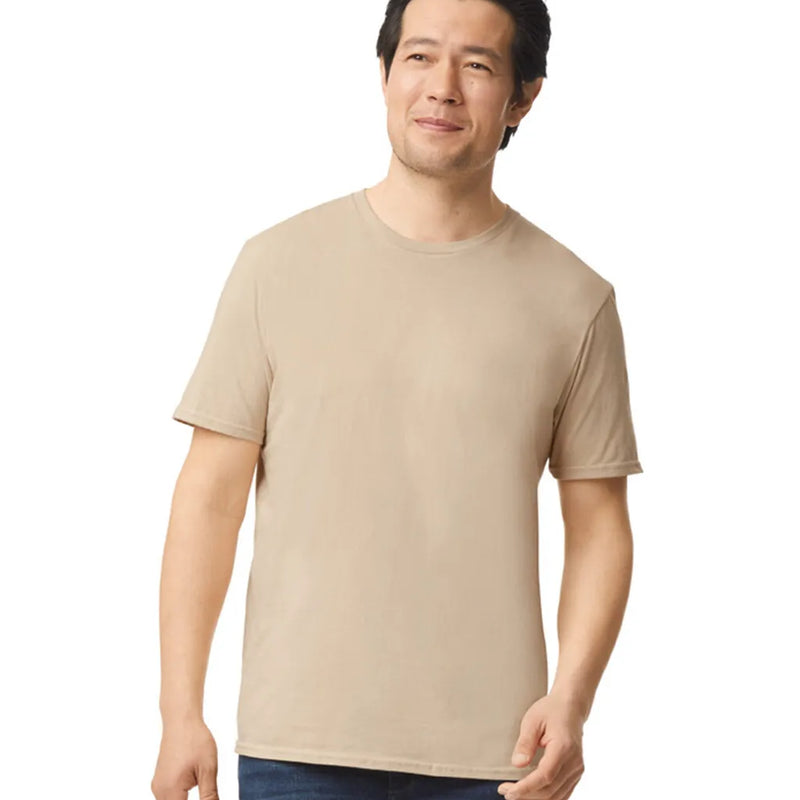 Gildan 64000 Softstyle Cotton Fabric - Sand, Short Sleeve T-Shirt, Modern Classic Fit (1 Unit)