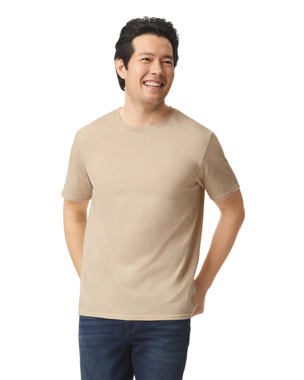 Gildan 64000 Softstyle Cotton Fabric - Sand, Short Sleeve T-Shirt, Modern Classic Fit (1 Unit)