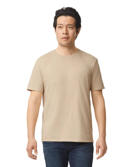 Gildan 64000 Softstyle Cotton Fabric - Sand, Short Sleeve T-Shirt, Modern Classic Fit (1 Unit)