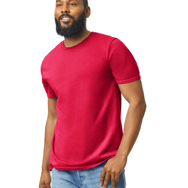 Gildan 64000 Softstyle Cotton T-Shirt Fabric - Red, Modern Classic Fit, Soft Ring Spun, 5/8" Rib Collar (1 Piece)